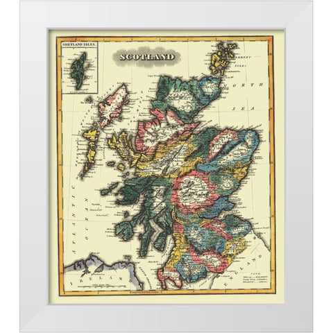 Great Britain Scotland - Lucas 1823 White Modern Wood Framed Art Print by Lucas
