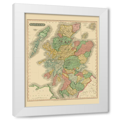 Great Britain Scotland - Thomson 1817 White Modern Wood Framed Art Print by Thomson