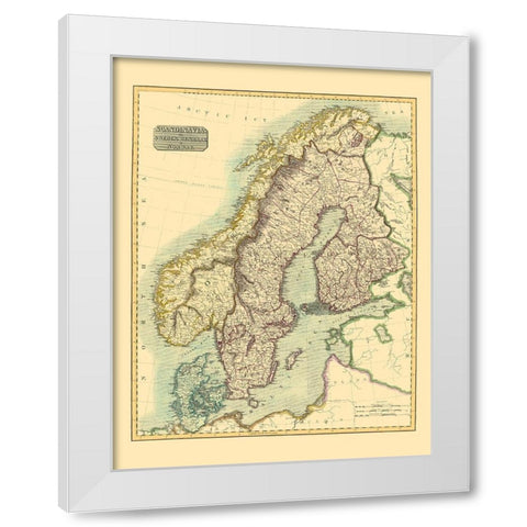 Scandinavia Sweden Denmark Norway - Thomson 1814 White Modern Wood Framed Art Print by Thomson