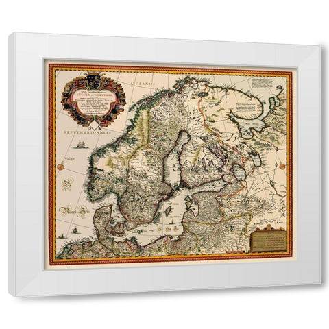 Scandinavia - Visscher 1656 White Modern Wood Framed Art Print by Visscher