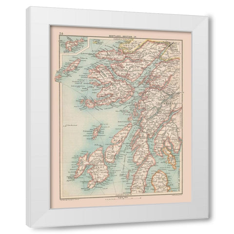 Scotland - Bartholomew 1892 White Modern Wood Framed Art Print by Bartholomew