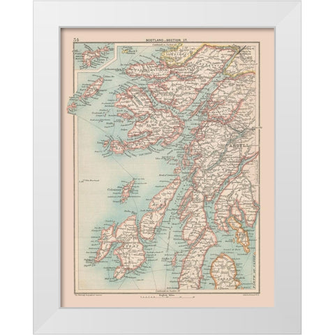 Scotland - Bartholomew 1892 White Modern Wood Framed Art Print by Bartholomew