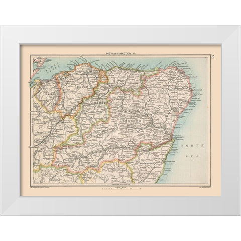 Scotland - Bartholomew 1892 White Modern Wood Framed Art Print by Bartholomew