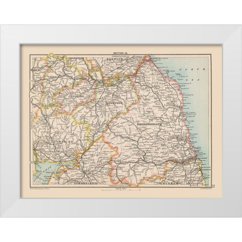 Eastern Scotland Ireland - Bartholomew 1892 White Modern Wood Framed Art Print by Bartholomew