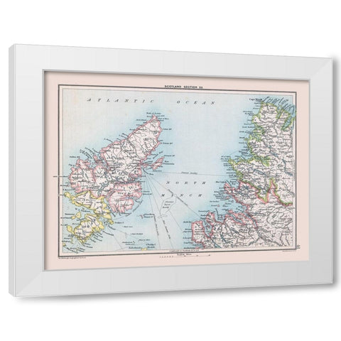Northwest Scotland - Bartholomew 1892 White Modern Wood Framed Art Print by Bartholomew
