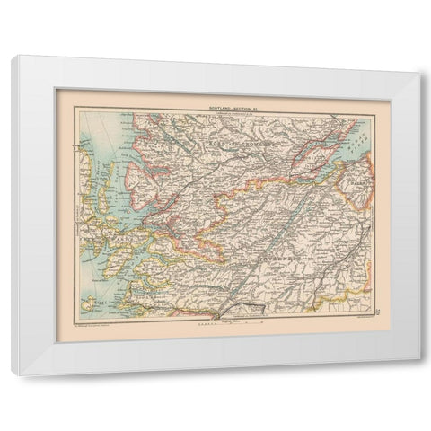 Highlands Scotland - Bartholomew 1892 White Modern Wood Framed Art Print by Bartholomew