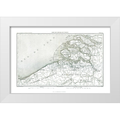 Europe Mouths of Scheldt Belgium - Thiers 1866 White Modern Wood Framed Art Print by Thiers