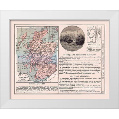 Scotland - Monteith 1882 White Modern Wood Framed Art Print by Monteith