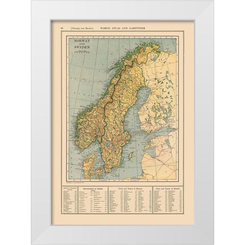 Europe Norway Sweden - Reynold 1921 White Modern Wood Framed Art Print by Reynold