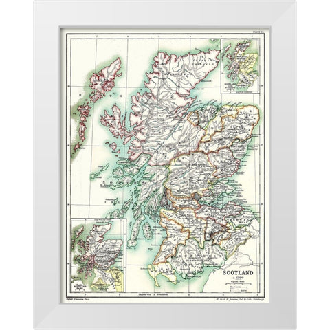 Scotland 1300 - Poole 1902 White Modern Wood Framed Art Print by Poole