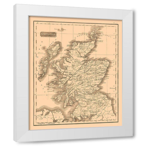 Scotland - Kirkwood 1817 White Modern Wood Framed Art Print by Kirkwood