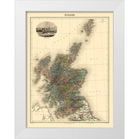 Scotland - Migeon 1892 White Modern Wood Framed Art Print by Migeon