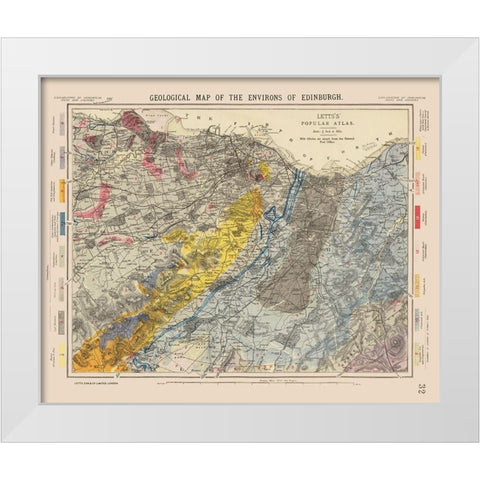 Edingburgh Scotland - Letts 1883 White Modern Wood Framed Art Print by Letts