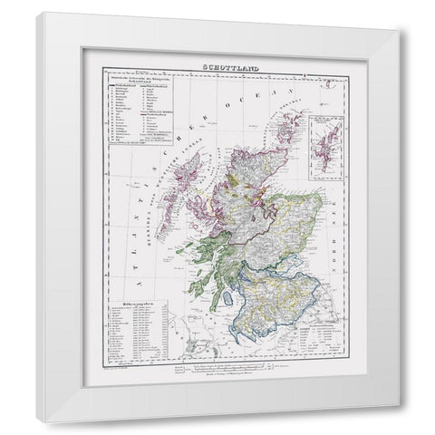 Scotland - Flemming 1847 White Modern Wood Framed Art Print by Flemming