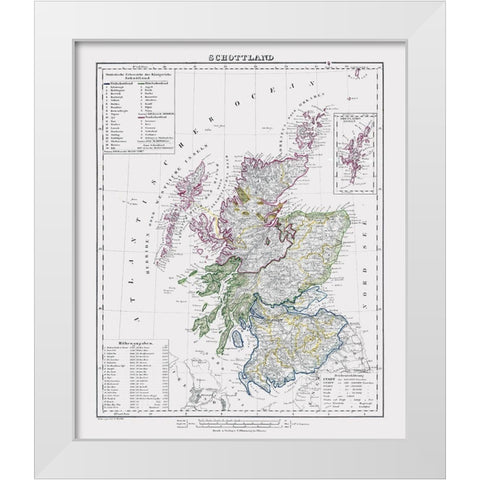 Scotland - Flemming 1847 White Modern Wood Framed Art Print by Flemming