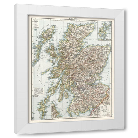 Scotland White Modern Wood Framed Art Print by Unknown