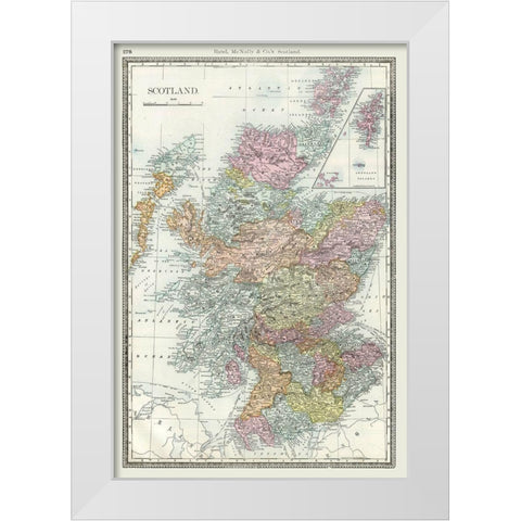 Scotland - Rand McNally 1894 White Modern Wood Framed Art Print by Rand McNally