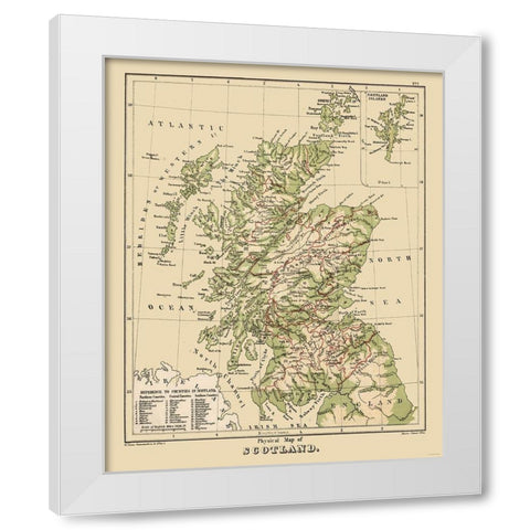 Scotland - Physical Map - Allen White Modern Wood Framed Art Print by Allen