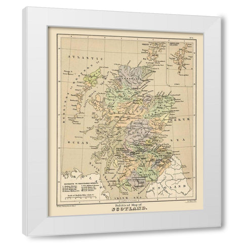 Scotland - Political Map -  Allen White Modern Wood Framed Art Print by Allen