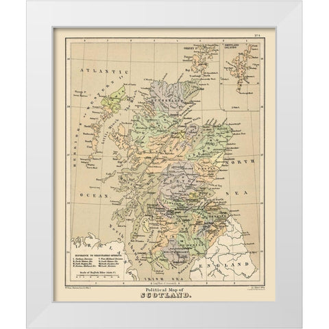 Scotland - Political Map -  Allen White Modern Wood Framed Art Print by Allen
