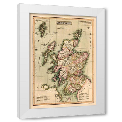 Scotland - Vallance 1814 White Modern Wood Framed Art Print by Vallance