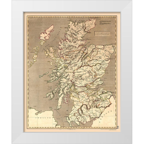 Scotland - Kirkwood 1817 White Modern Wood Framed Art Print by Kirkwood