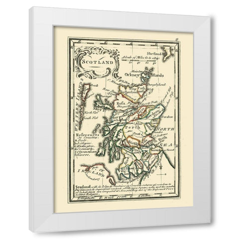 Scotland - Small Scale - Old Regions White Modern Wood Framed Art Print by Unknown