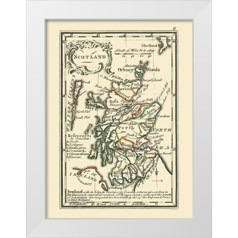 Scotland - Small Scale - Old Regions White Modern Wood Framed Art Print by Unknown