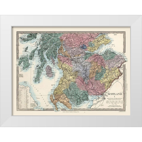 Southern Scotland - Topograpy - Stanford White Modern Wood Framed Art Print by Stanford