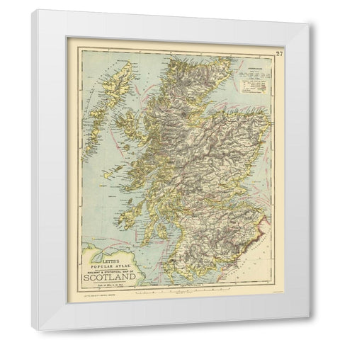 Scotland - Railways - Statistical - Letts 1883 White Modern Wood Framed Art Print by Letts