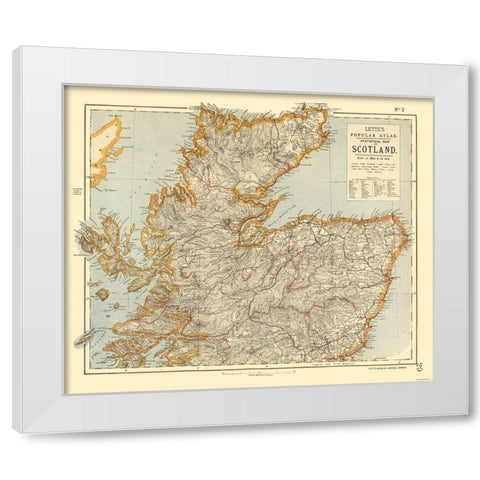Northern Scotland - Statistical - Letts 1883 White Modern Wood Framed Art Print by Letts