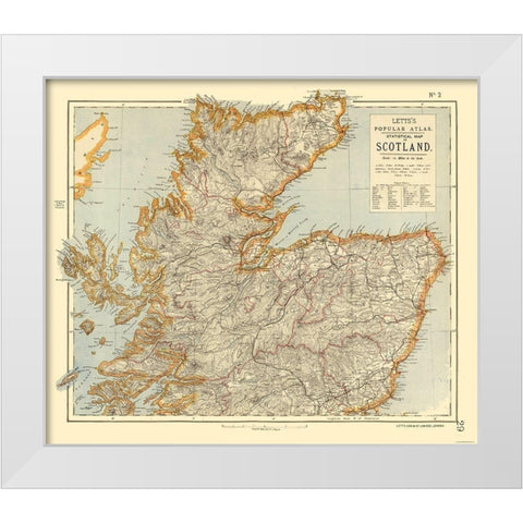 Northern Scotland - Statistical - Letts 1883 White Modern Wood Framed Art Print by Letts