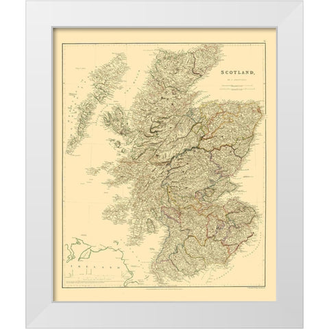 Scotland - Arrowsmith 1834 White Modern Wood Framed Art Print by Arrowsmith