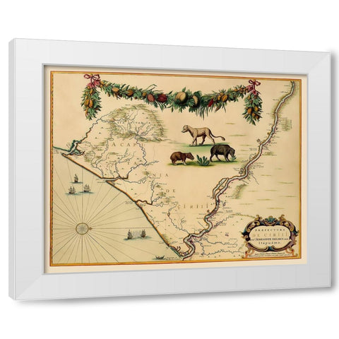 Sergipe Brazil South America - Blaeu 1662 White Modern Wood Framed Art Print by Blaeu
