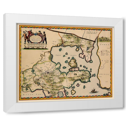 Shandong Province China - Blaeu 1655 White Modern Wood Framed Art Print by Blaeu