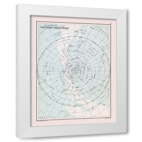 Southern Hemisphere - Bartholomew 1892 White Modern Wood Framed Art Print by Bartholomew