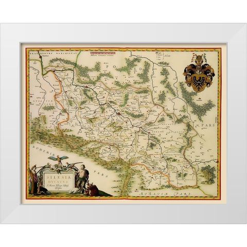Eastern Europe Silesia Region Poland - Blaeu 1635 White Modern Wood Framed Art Print by Blaeu