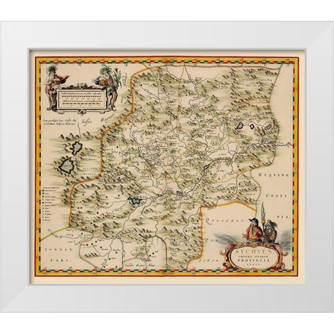 Sichuan Province China - Blaeu 1655 White Modern Wood Framed Art Print by Blaeu