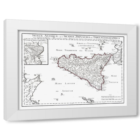 Europe Ancient Sicily Italy - De Lisle 1731 White Modern Wood Framed Art Print by De L''isle