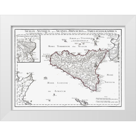 Europe Ancient Sicily Italy - De Lisle 1731 White Modern Wood Framed Art Print by De L''isle