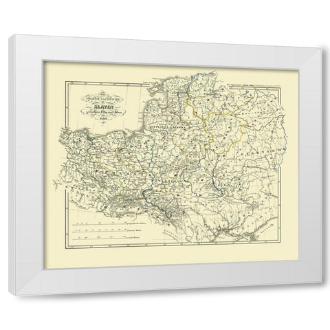 Europe Slavic People Empire 1125 - Spruner 1854 White Modern Wood Framed Art Print by Spruner