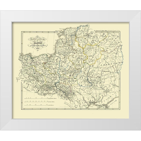 Europe Slavic People Empire 1125 - Spruner 1854 White Modern Wood Framed Art Print by Spruner