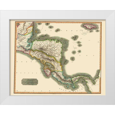 Southern Spanish North America - Thomson 1814 White Modern Wood Framed Art Print by Thomson