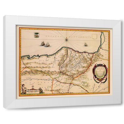 Europe Spain France Coast - Blaeu 1662 White Modern Wood Framed Art Print by Blaeu