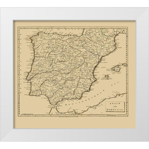 Spain Portugal - Thomas 1812 White Modern Wood Framed Art Print by Thomas