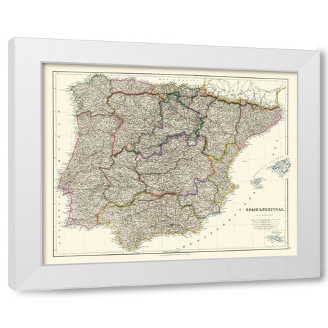 Spain Portugal - Arrowsmith 1832 White Modern Wood Framed Art Print by Arrowsmith