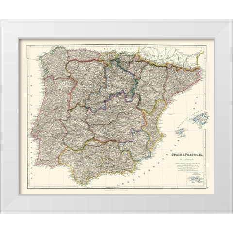 Spain Portugal - Arrowsmith 1832 White Modern Wood Framed Art Print by Arrowsmith