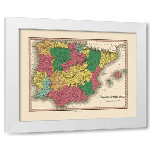 Spain Portugal - Finley 1833 White Modern Wood Framed Art Print by Finley