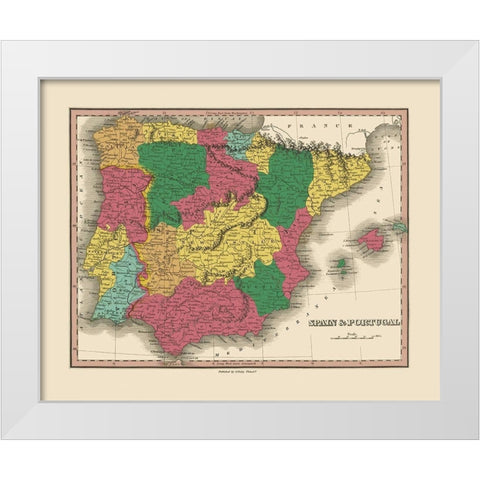 Spain Portugal - Finley 1833 White Modern Wood Framed Art Print by Finley