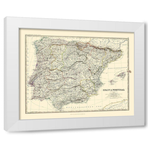 Spain Portugal - Blackwood 1861 White Modern Wood Framed Art Print by Blackwood
